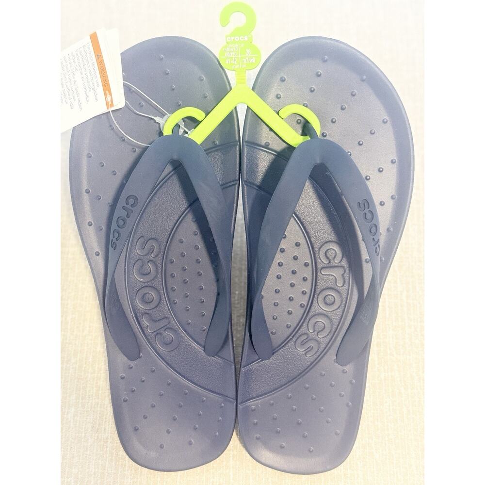 Crocs Classic Flip Flops Navy Blue Unisex Sandals Men 8 / Women 10